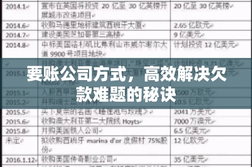 要账公司方式，高效解决欠款难题的秘诀