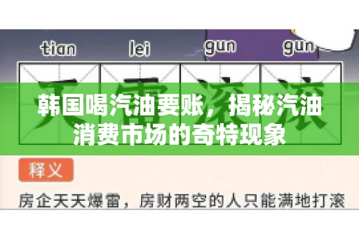 韩国喝汽油要账，揭秘汽油消费市场的奇特现象